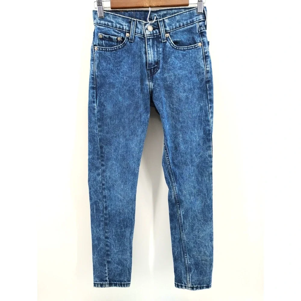 Levi 510 men's skinny fit acid washed denim blue jeans straight leg 26x29